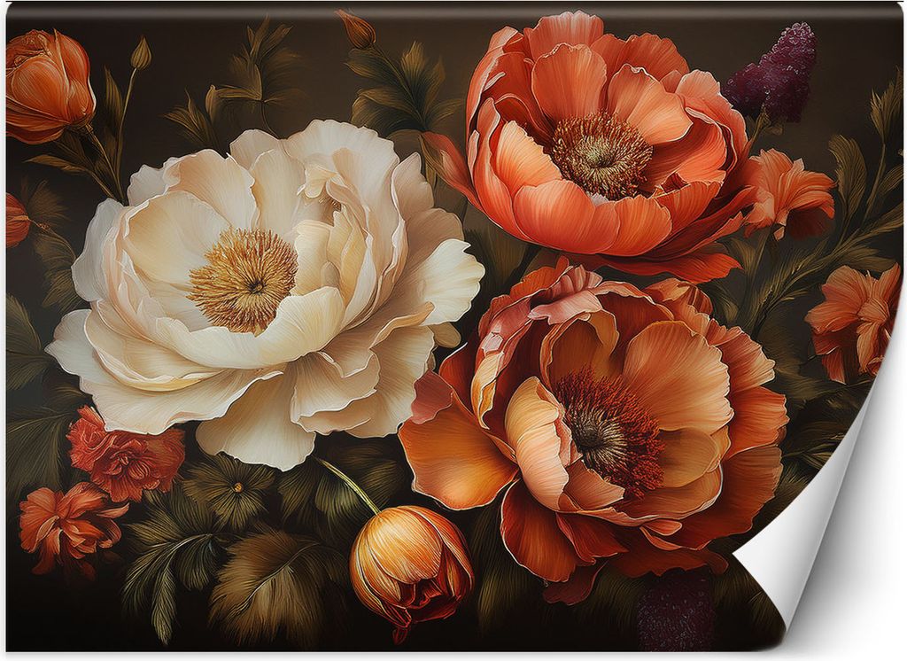 Vlies fototapete Natura Botanicals Laubblumen 100x70 cm Feeby Orange inkl. Kleber einfache Montage