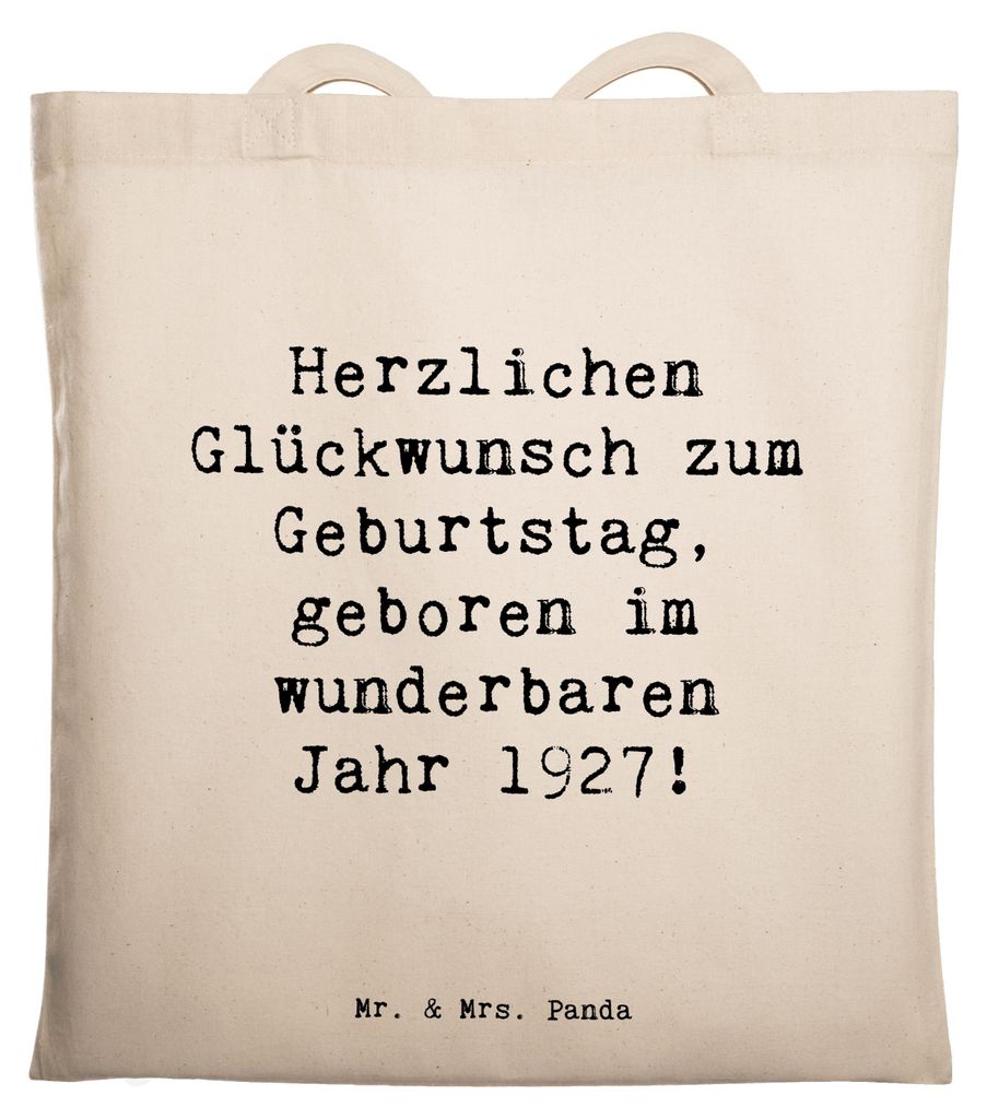 Mr. & Mrs. Panda Tote Bag Spruch 1927 Geburtstag - Weiß - Geschenk, Einkaufstasche, Happy Birthday, Geburtstagsgeschenk, Laptoptasche, canvas tasc...