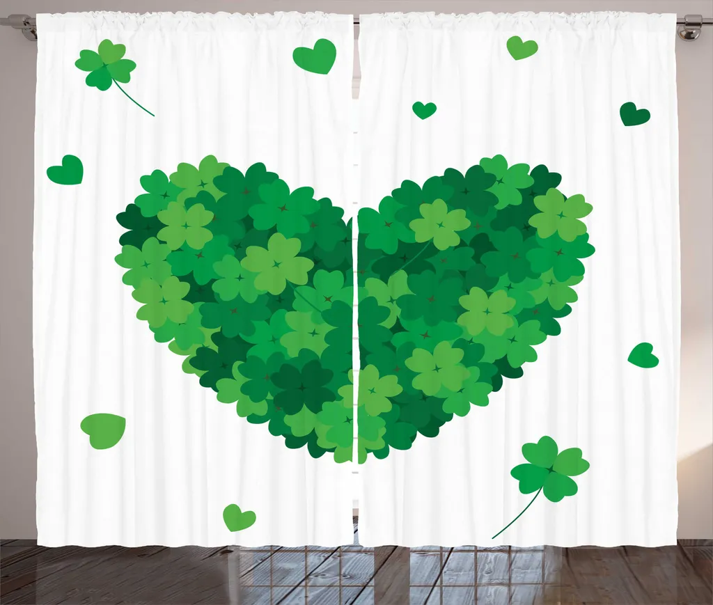 Rideau de salon nature trèfle à quatre feuilles vert lime 280 x 225 cm