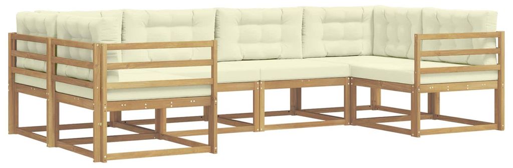 vidaXL Outdoor-Sofagarnitur mit Kissen 6 pcs Weiß und Creme