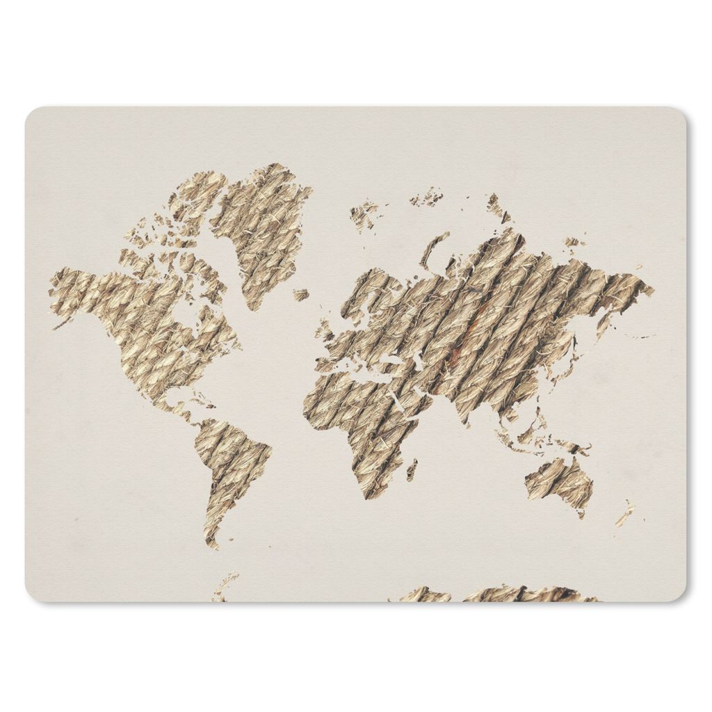 MuchoWow Mauspad Mousepad Weltkarte - Seil - Beige 40x30 cm - Mousepads - Maus Mat - Pad - Mausunterlage - Anti Rutsch