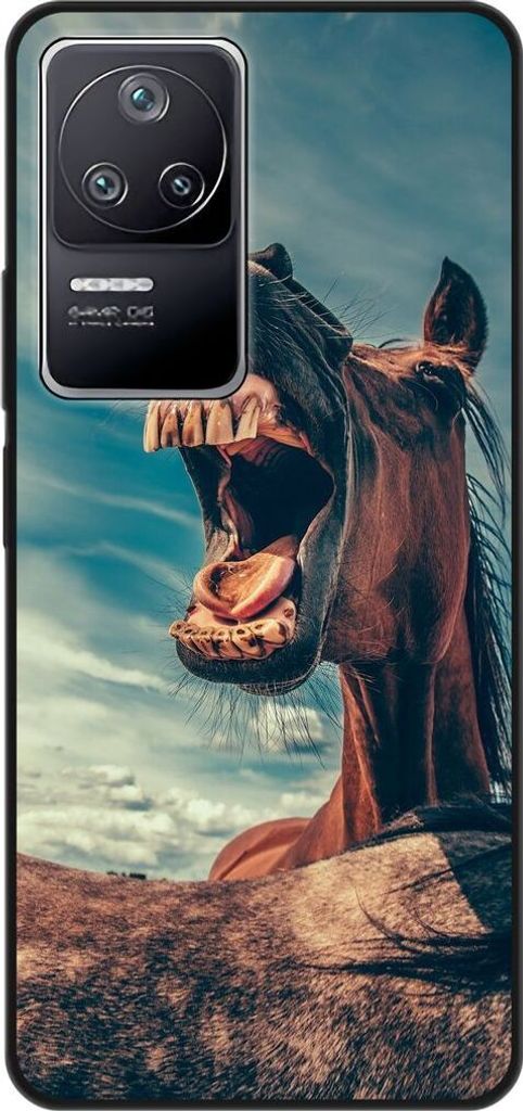 König Design Hülle kompatibel mit Xiaomi Poco F4 Kunststoff Soft Handyhülle - Handy Case Lustiges Pferd