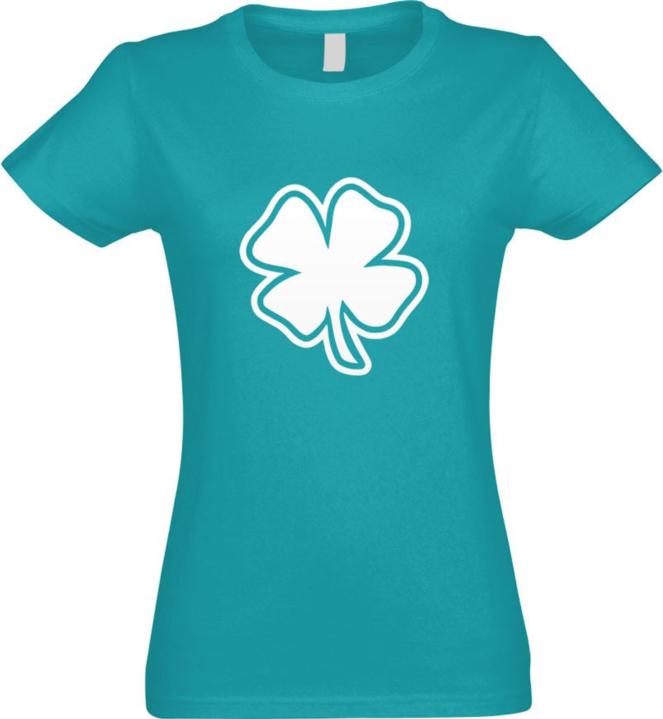 Kiwistar - T-Shirt tailliert - Damen - türkis - Kleeblatt - Glück - mit Motiv Bedruckt - Funshirt Design - Sport - Freizeit - Damen - L