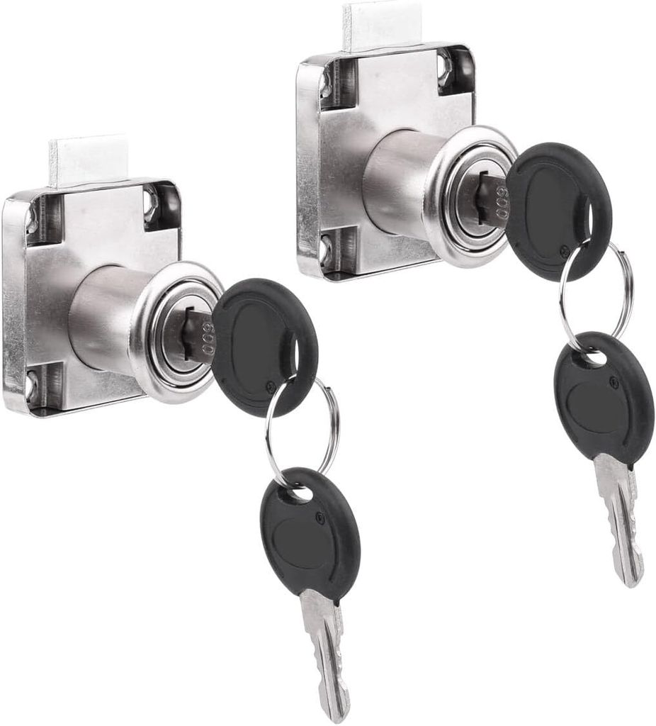 2er Pack Schubladenschloss Schrankschloss Kleiderschrank Schreibtisch Möbel Tür Schubladenschlösser (Silber, 136-22)