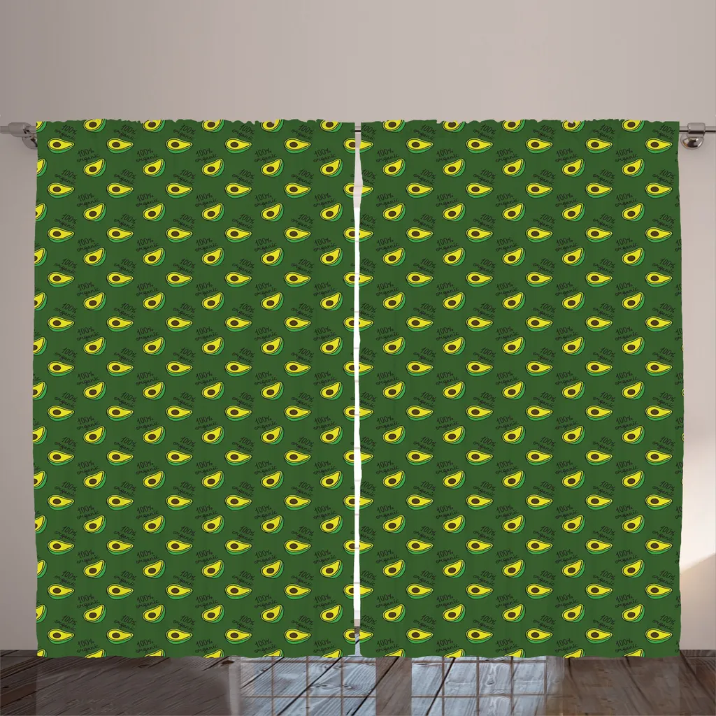 ABAKUHAUS Wendekreis Rideau rustique motif avocats bio 280 x 225 cm jaune