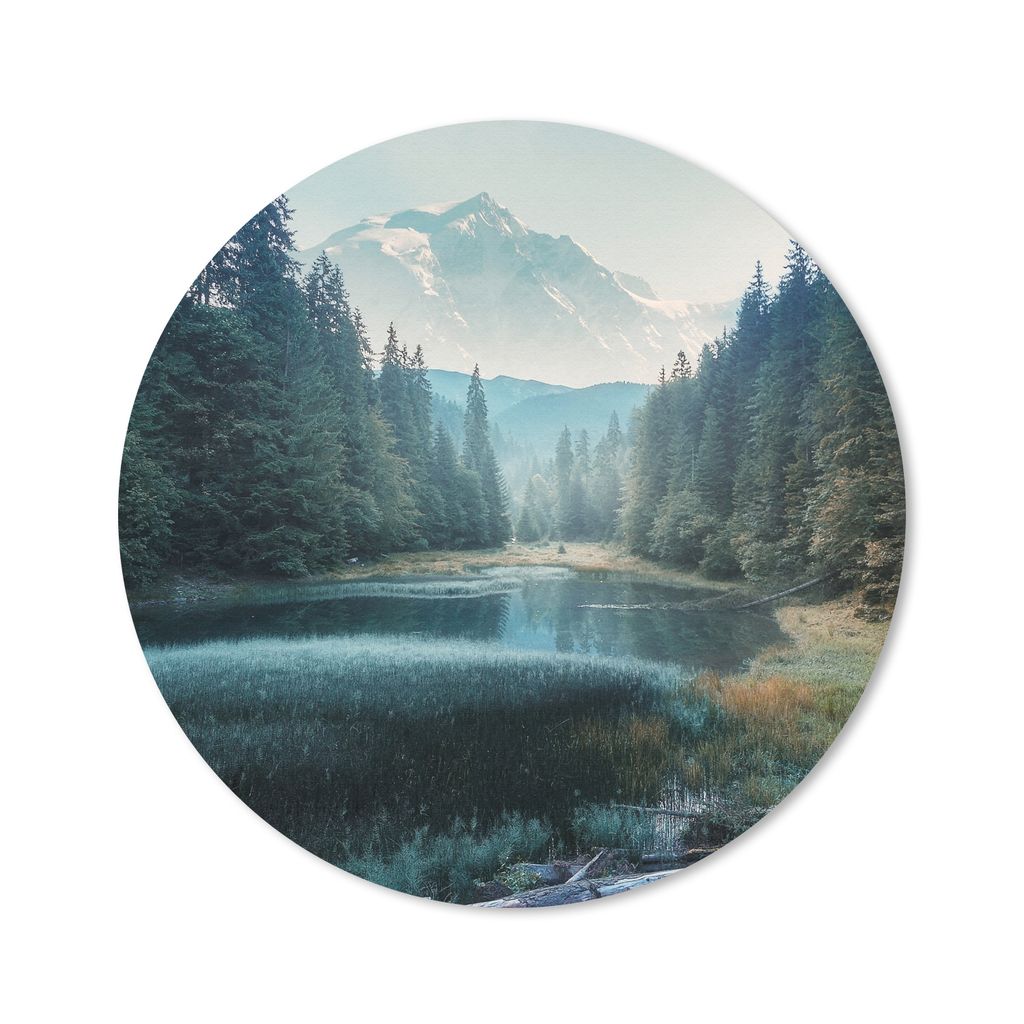 MuchoWow Mauspad Mousepad Wald - Gras - Berge - Bäume - Natur 50x50 cm - Mousepads - Maus Mat - Pad - Mausunterlage - Vinyl
