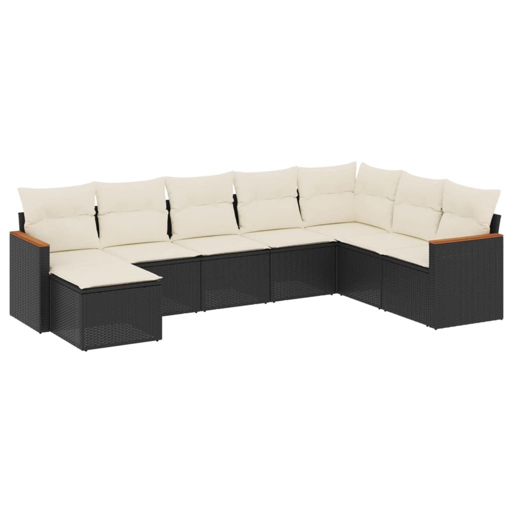 "SALE 2026" 8-tlg. Garten-Lounge-Set - elegantes Design - Sitzgruppe/Gartengarnitur - mit Kissen Schwarz Poly Rattan - Terassenmöbel DEMöbel273199