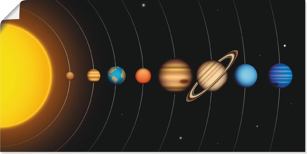 ARTland Poster Vector Sonnensystem mit Planeten Größe: 100x50 cm