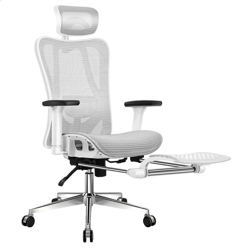 ALFORDSON Ergonomischer Netz-Bürostuhl mit 3D-Armlehne, Chefsessel mit verstellbarer Kopfstütze und Fußstütze, neigbarer Schreibtischstuhl,Gary...