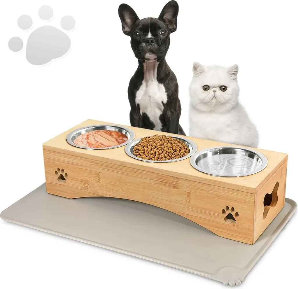 Station repas chat et chien Bak 10cm - Séparation aliments et eau 350ml