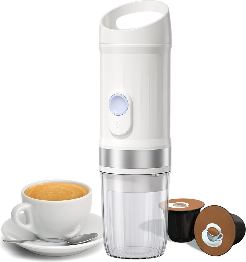 Tragbare elektrische Espressomaschine, kabellos, zum Aufwaermen und Kaltbruehen, 3 oz Einzelportions-Mini-Kaffeemaschine mit 3-IN-1-Kaffeepulver/N-...