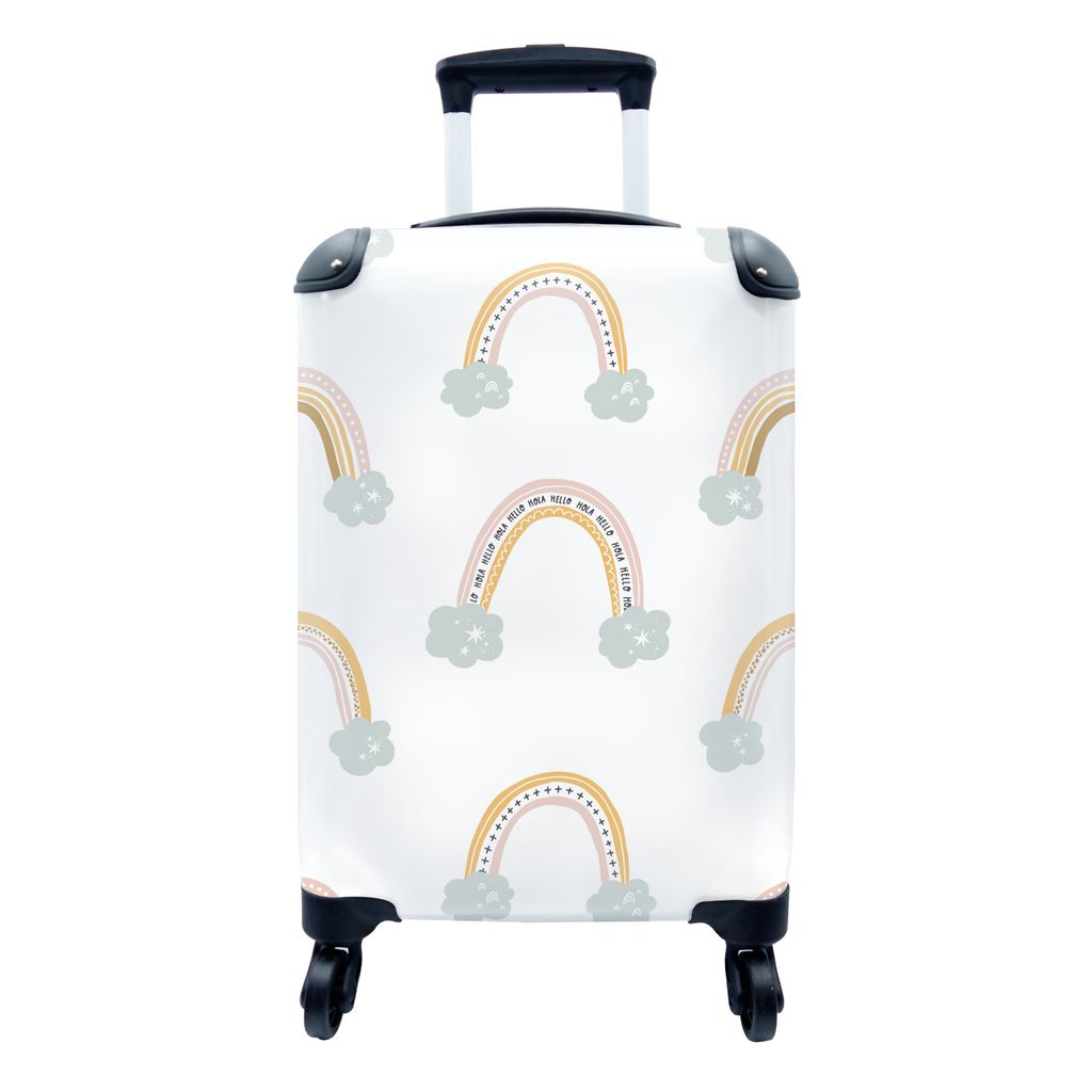 MuchoWow Koffer Handgepäck Trolley Rollkoffer Kleine Reisekoffer mit 4 Rollen - Mädchen - Muster - Regenbogen - Cabin Size < 55x40x23 cm & 55x4...