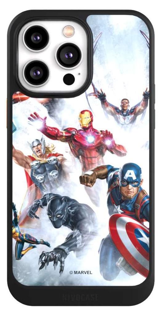 NIVOCASE Hülle für Apple iPhone 14 Pro Max Handyhülle NIVOcore Case Schwarz Offizielles Lizenzprodukt Marvel The Avengers