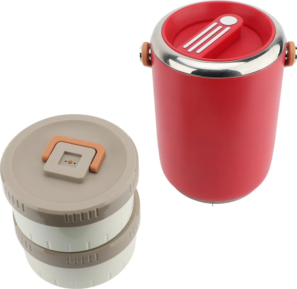 Lunch box isotherme 2L en inox 304 empilable pour repas chauds rouge