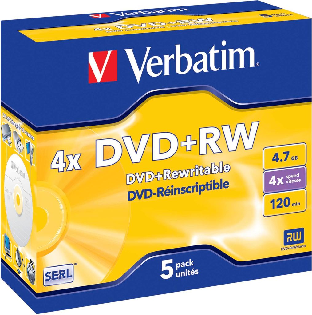 Verbatim DataLifePlus - 5 x DVD+RW - 4.7 GB 4x - Jewel Case Image du produit 
