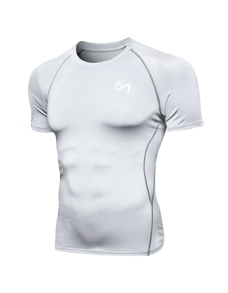 Herren Funktionsshirt kurzarm Trainingsshirt Sport Kompression Shirt Fitness Top Running Workout Basisschicht T-Shirt colour Weiß clothing_size XXL