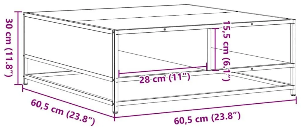 Table Basse Compacte pour Salon - Décor Chêne Brun et Pieds Métal - 7