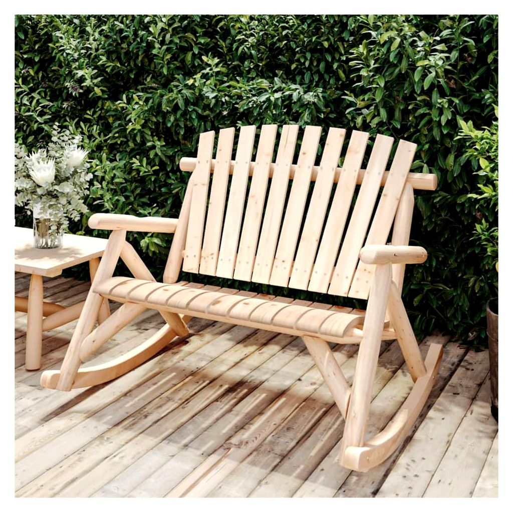 Garten-Schaukelbank 2-Sitzer 123x96x102 cm, Massivholz Fichte, Adirondack-Stil, Schaukelstuhl für Terrasse, Balkon, Gartenmöbel