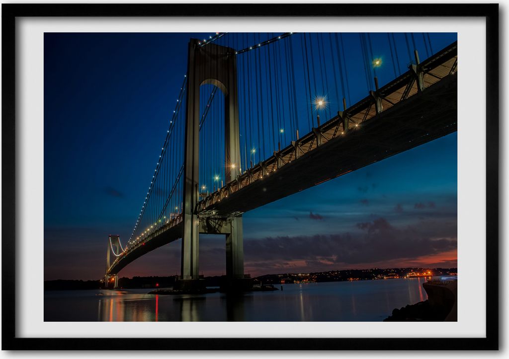 Bild - Bilderrahmen - 100 cm x 70 cm - MDF - Rahmen - Foto - Wandkunst Brooklyn Brücke