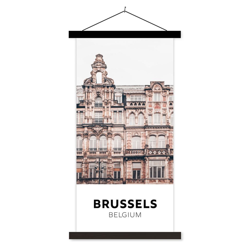 MuchoWow Textilposter Brüssel - Belgien - Häuser 40x80 cm mit schwarzem Rahmen - Wandemalerei