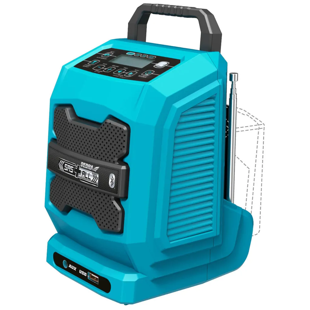 Radio d'Atelier Sans Fil Dedra DED7005 pour Musique et Charge USB 18V