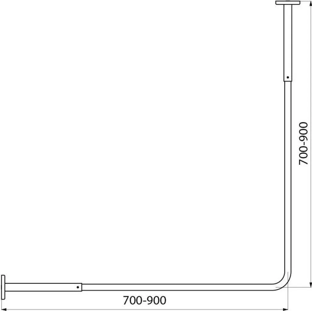 Asta Per Tenda Doccia Ad L – Acciaio Inox 150x70 Cm – Con Supporto A Soffitto Regolabile – Finitura Nera – Naiture