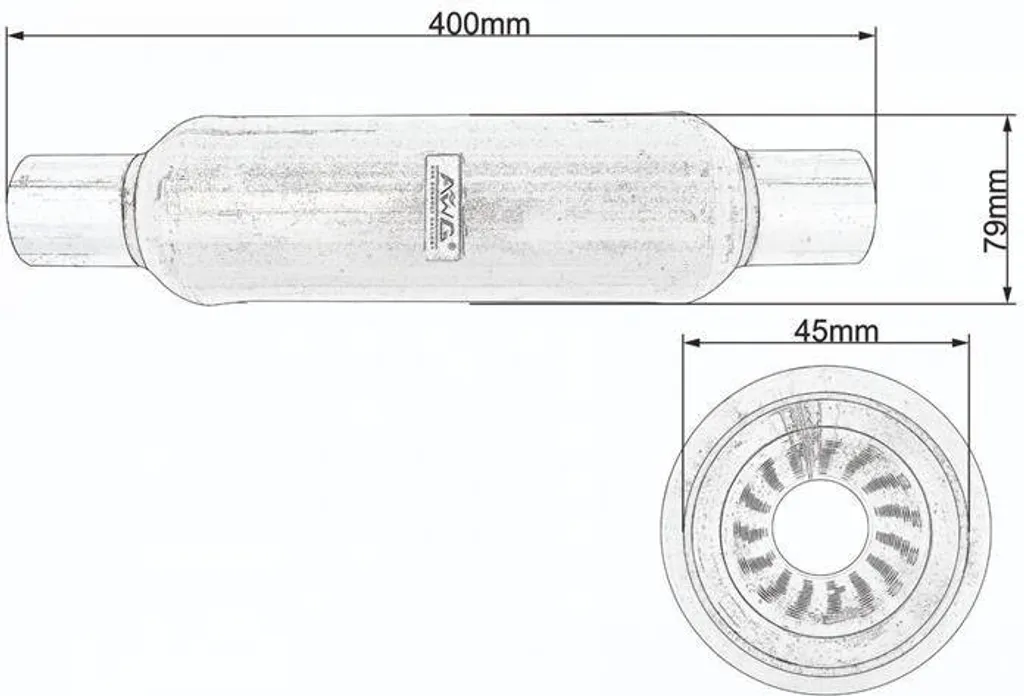 Silencieux central fi 45 AWG | Tube échappement intermédiaire durable