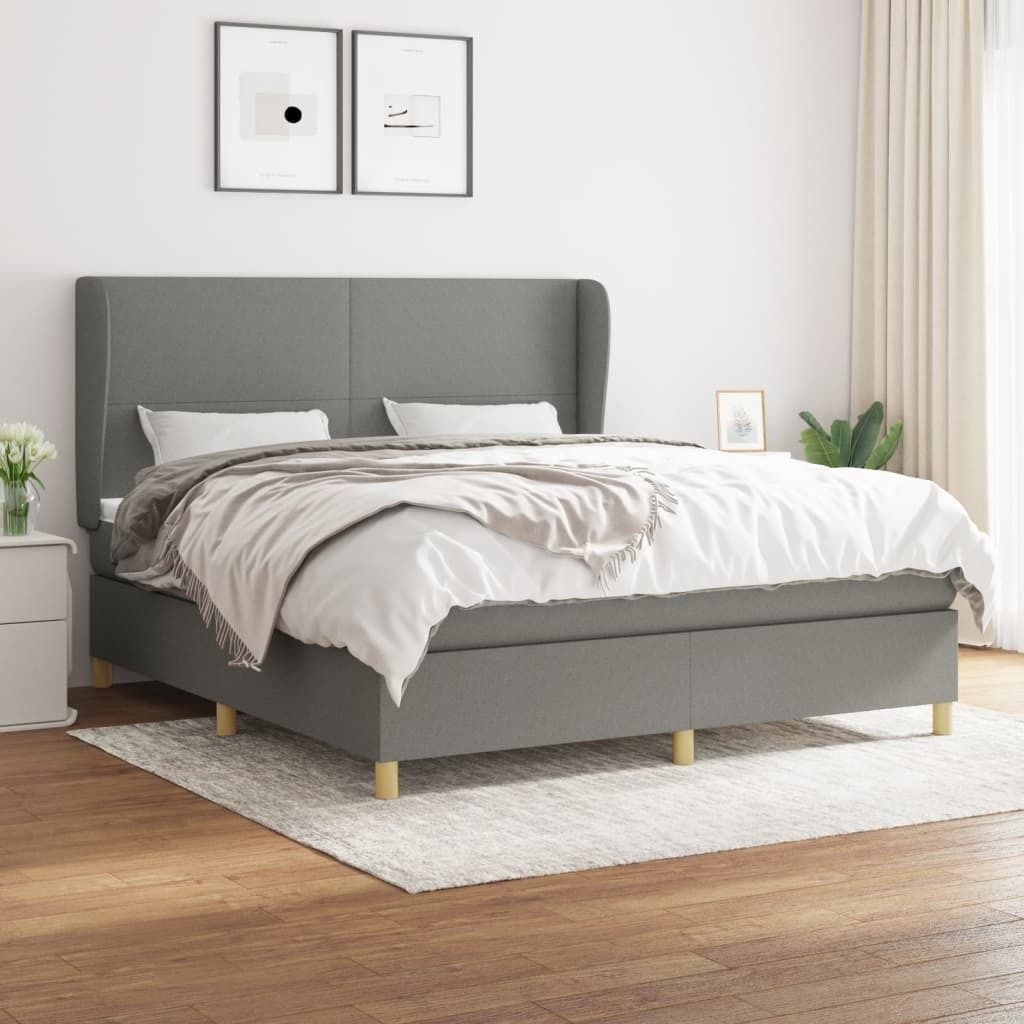 Maison Exclusive - Boxspringbett mit Matratze Dunkelgrau 160x200 cm Stoff