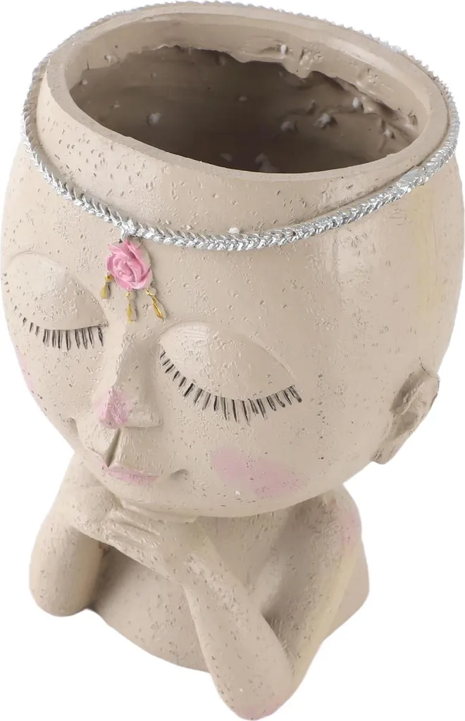 Pot de fleurs visage Princesse en résine avec drainage pour succulente - 2