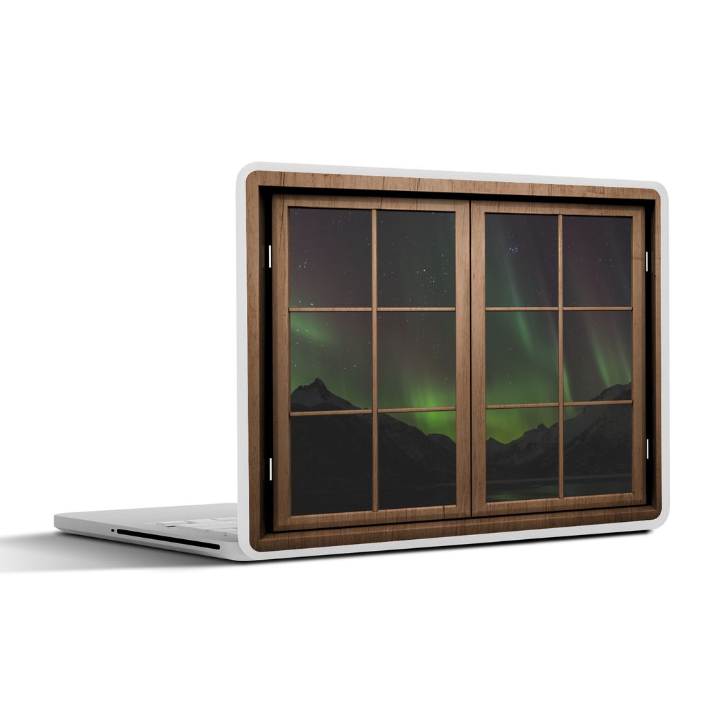 MuchoWow Laptop Aufkleber Sticker Cover Aussicht - Berg - Aurora 36.5x27.5 cm - Laptop-Sticker
