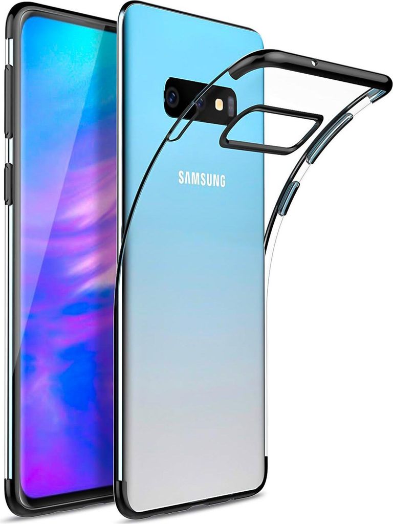 TPU Hülle für Samsung Galaxy S6 Edge Case Silikon Cover Transparent mit Farbrand Handyhülle