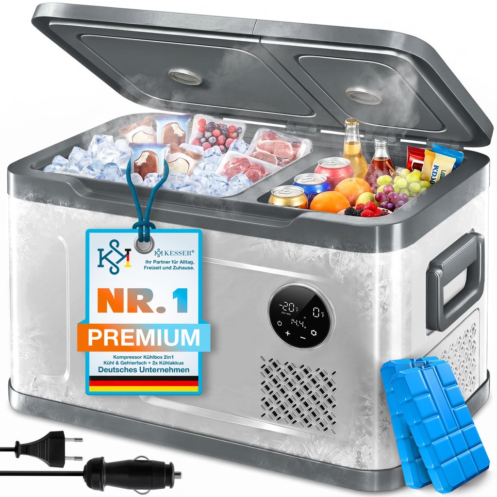 KESSER® Kompressor Kühlbox 2in1 Doppelzone Kühl- & Produktbild 