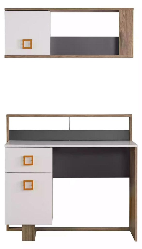 Schreibtisch Kinderzimmer Set 3tlg Regal Computer Holz Sessel Gelb Neu