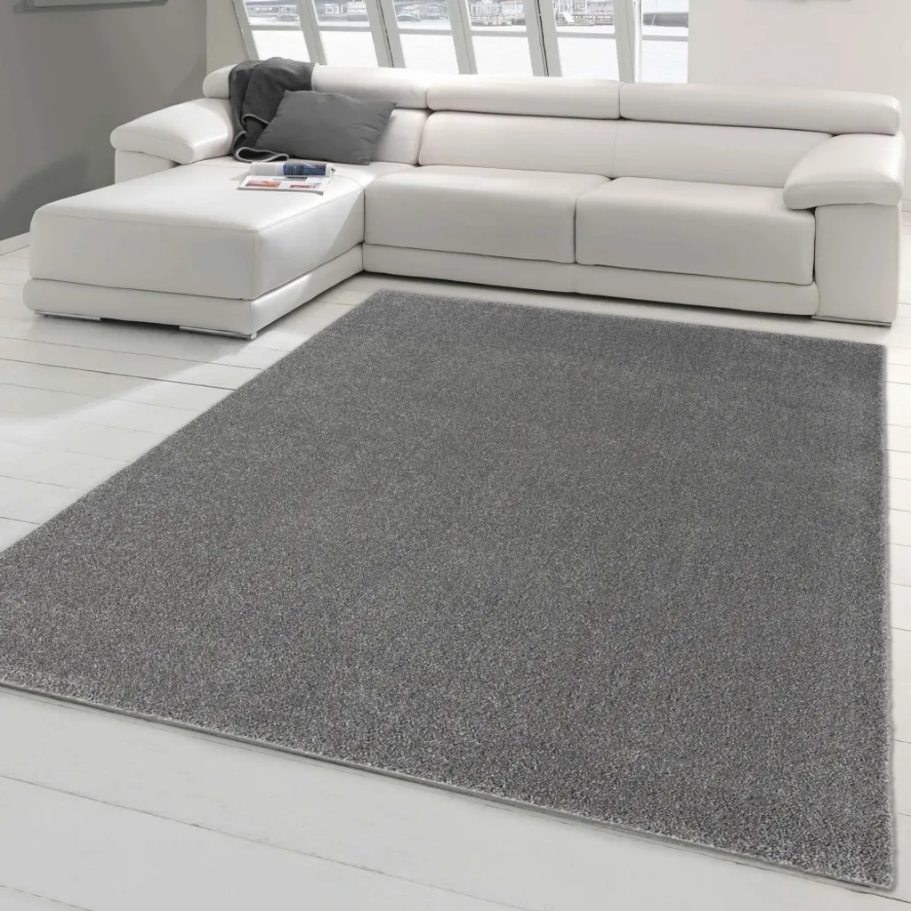 Grand tapis de séjour rectangulaire gris 120x170 cm finition premium
