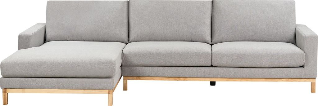 BELIANI 4-Sitzer Ecksofa Rechts Grau Stoffbezug mit Breiten Produktbild 