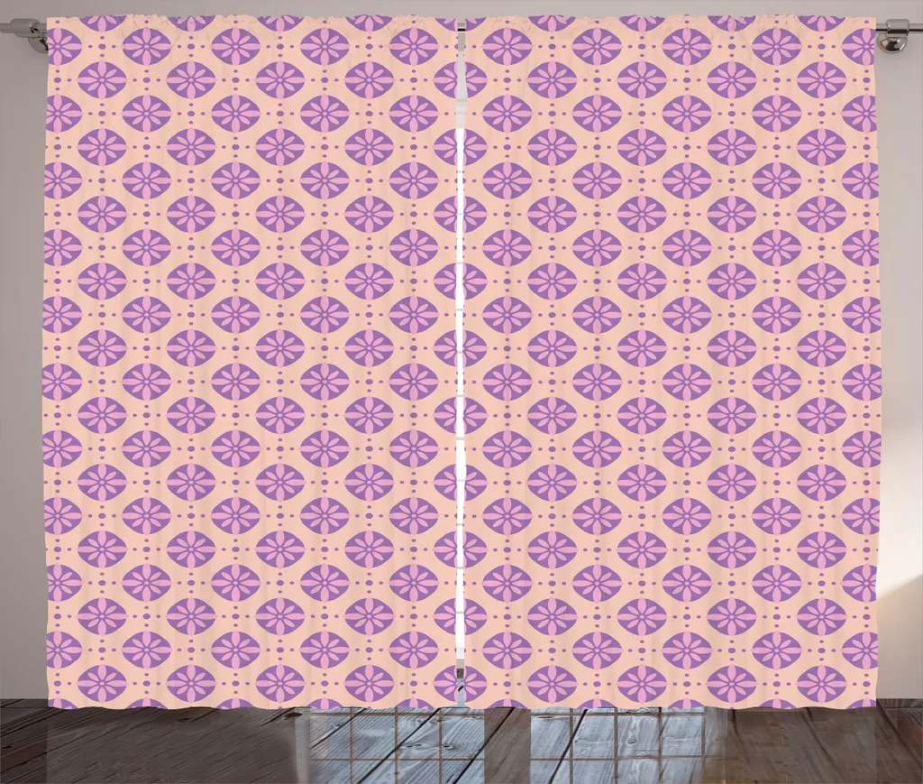 Rideau pour Fenêtre Largeur 280 cm - Décoration Florale Rustique et Violette