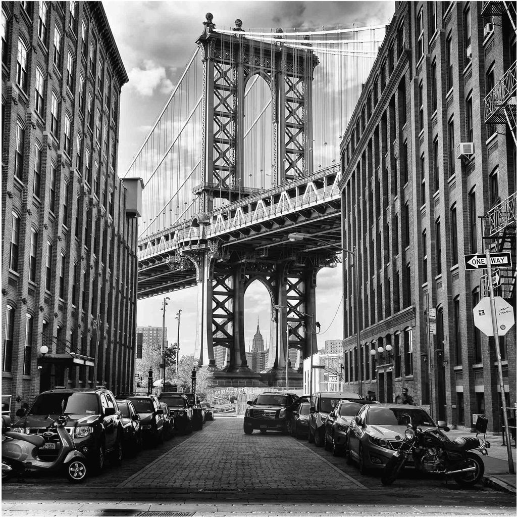 Fototapete Stadt - Vliestapete - Bildtapete UV-beständig New York schwarz weiss 3D-Effekt Motiv Wandtapete geruchsfrei