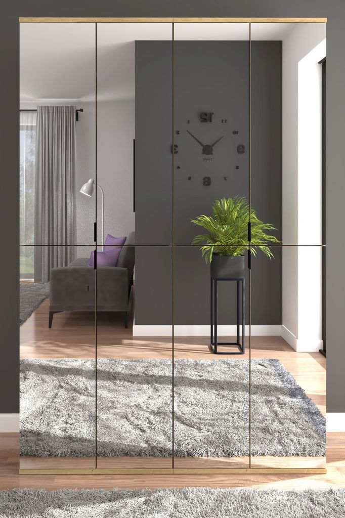 Garderobenschrank mit Spiegel "Line-Up" Eiche Mehrzweckschrank 122 x 193 cm