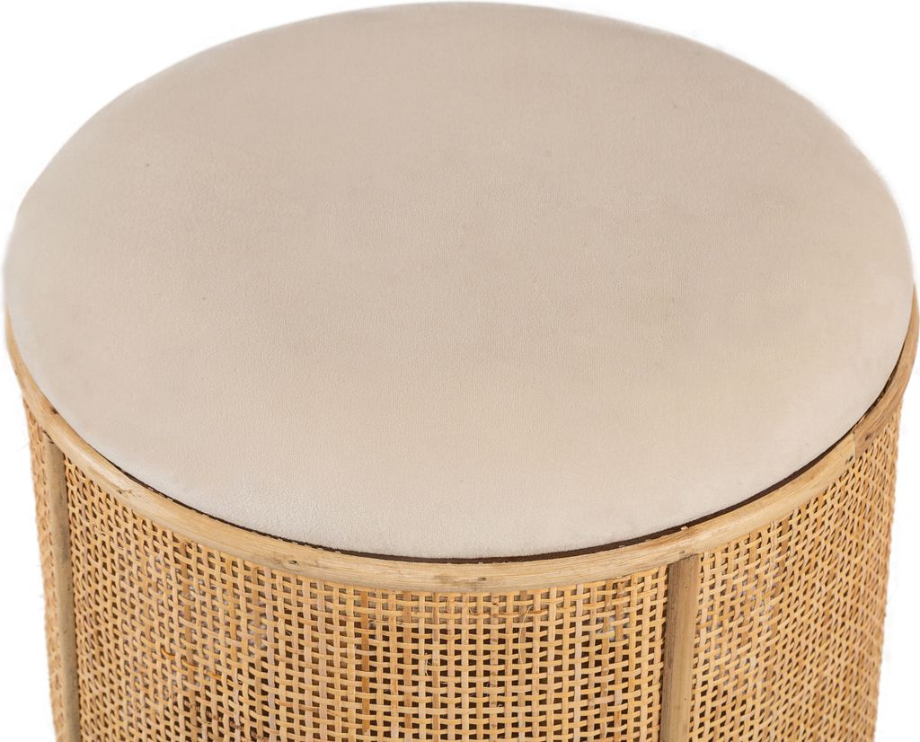 Samthocker aus Rattan Beige Produktbild 3