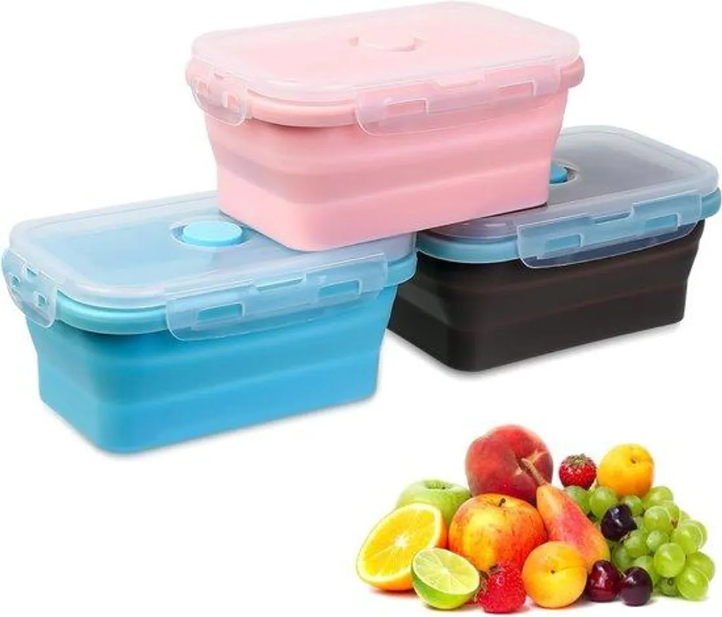 Allecto Premium Lot de 3 Boîtes de Conservation Pliables en Silicone