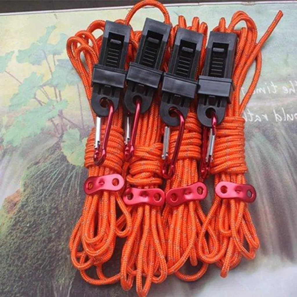 Paracorde réfléchissante 5mm avec mousquetons et tendeurs pour camping