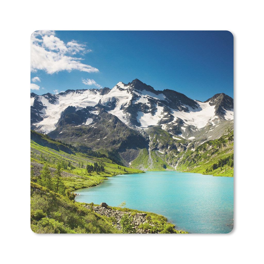 MuchoWow Mauspad Mousepad Schnee - Berg - Wasser 20x20 cm - Mousepads - Maus Mat - Pad - Mausunterlage - Desk Mat - Bureauartikeln