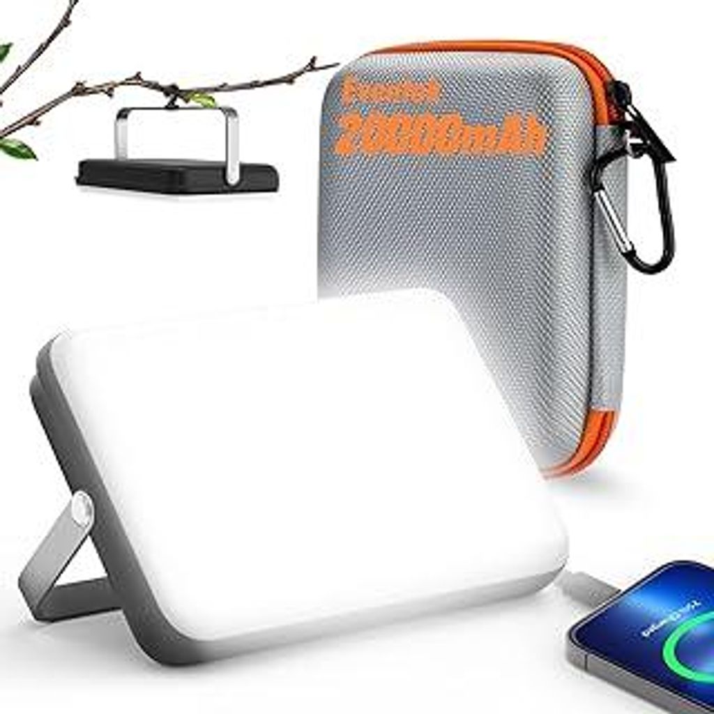 Eventek LED Campinglampe 4000LM, 20000mAh Power Bank USB Aufladbar Zeltlampe bis zu 144 Stunden, IPX5 Wasserdichtes Camping Lampe mit 4 Lichtmodi f...