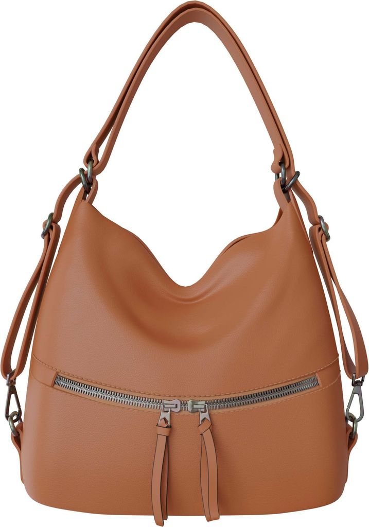 Damen Shopper Tasche groß Hobo Bag – vegane Leder Schultertasche mit Rucksackfunktion, 34x36x12 cm, geräumige Umhängetasche für Alltag & Bür...