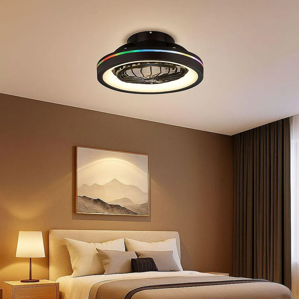Ventilateur de plafond LED RGB avec télécommande dimmable D 48 cm