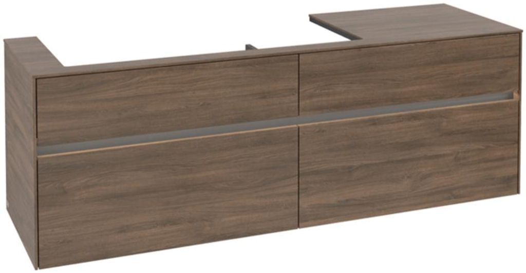 Villeroy & Boch Collaro Waschbeckenunterschrank, 4 Auszüge, Waschbecken links, Wandmontage, mit integrierter Beleuchtung, 1600x548x500mm, C029B0VH