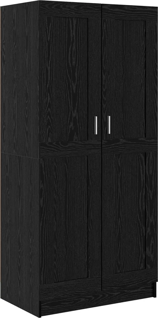 Armoire en Bois d'Ingénierie Noir 82,5 cm Finition Chêne de Luxe