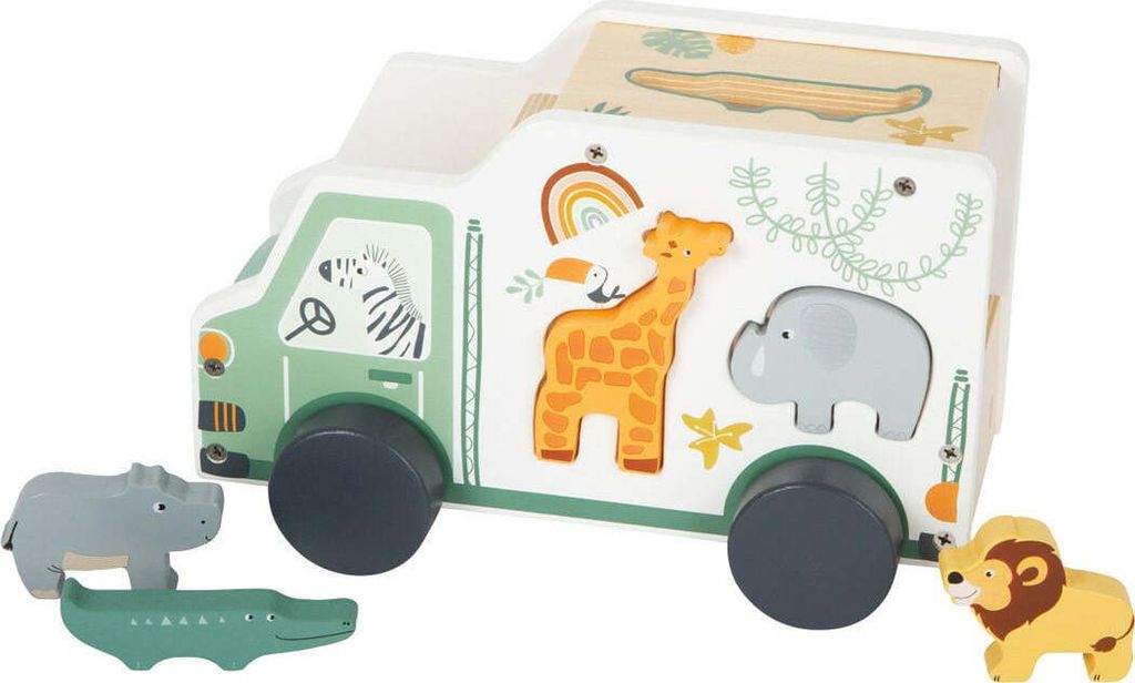 Holz Auto Bus Personalisiert mit Tieren Safari Holzspielzeug Kinderspielzeug Pastellfarben Geschenk Spiel Kinder ab 12 Monaten: OHNE NAMEN
