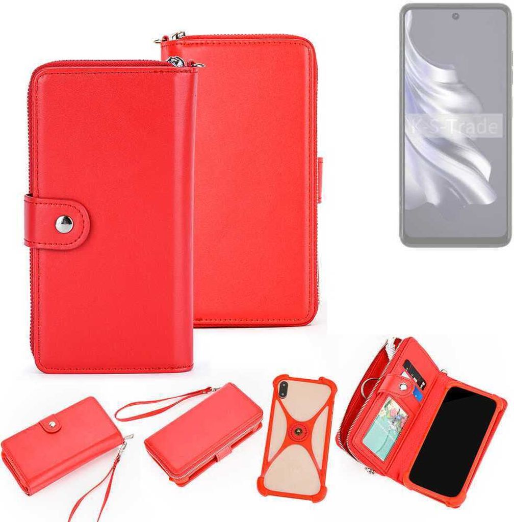 K-S-Trade 2in1 Schutzhülle Portemonnee Handyhülle mit Bumper kompatibel mit Tecno Spark 20 Pro Hülle Case Etui Geldbörse Smartphone rot (1x)