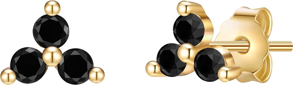 Ohrstecker Sterling Silber gelbgold Zirkonia schwarz